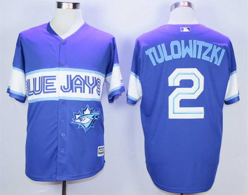 Mens Toronto Blue Jays 2 Troy Tulowitzki Blue New Cool Base Jersey