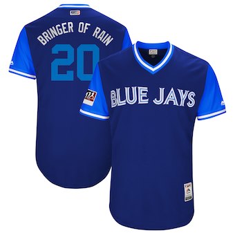 Mens Toronto Blue Jays 20 Josh Donaldson Bringer Of Rain Majestic Light Blue 2018 Players Weekend Authentic Jersey