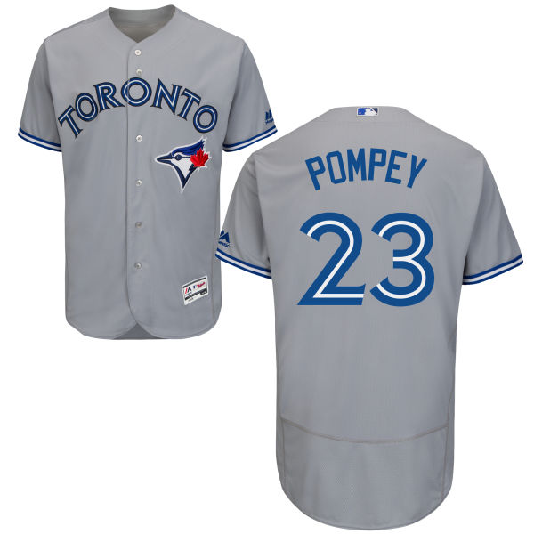 Mens Toronto Blue Jays 23 Dalton Pompey Gray Road 2016 Flexbase Majestic Baseball Jersey