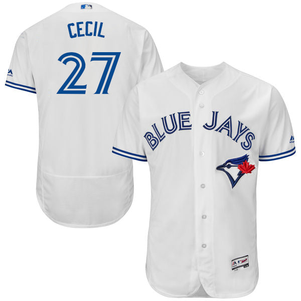 Mens Toronto Blue Jays 27 Brett Cecil White Home 2016 Flexbase Majestic Baseball Jersey