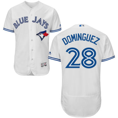 Mens Toronto Blue Jays 28 Matt Dominguez White Home 2016 Flexbase Majestic Baseball Jersey