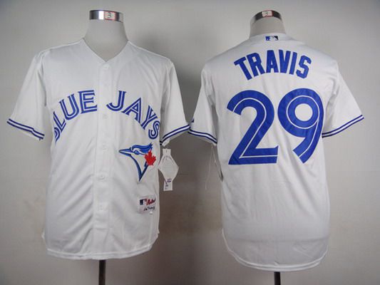 Mens Toronto Blue Jays 29 Devon Travis White Jersey