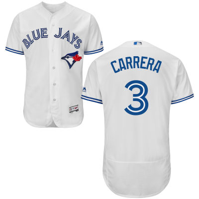 Mens Toronto Blue Jays 3 Ezequiel Carrera White Home 2016 Flexbase Majestic Baseball Jersey