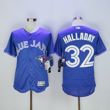 Mens Toronto Blue Jays 32 Roy Halladay Retired Blue 2016 Flexbase Majestic Baseball Jersey