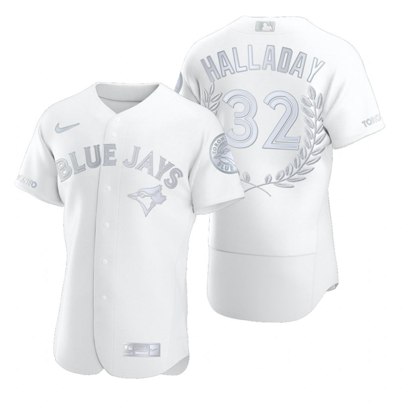 Mens Toronto Blue Jays 32 Roy Halladay White Nike Flexbase Fashion Jersey