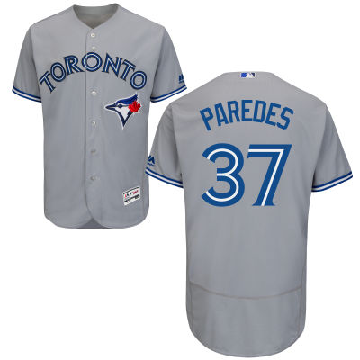Mens Toronto Blue Jays 37 Jimmy Paredes Gray Road 2016 Flexbase Majestic Baseball Jersey