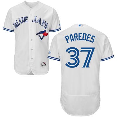 Mens Toronto Blue Jays 37 Jimmy Paredes White Home 2016 Flexbase Majestic Baseball Jersey