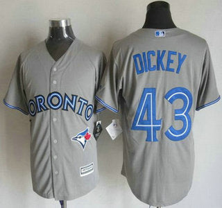 Mens Toronto Blue Jays 43 Ra Dickey Away Gray 2015 Mlb Cool Base Jersey