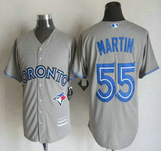 Mens Toronto Blue Jays 55 Russell Martin Away Gray 2015 Mlb Cool Base Jersey