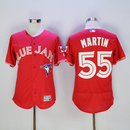 Mens Toronto Blue Jays 55 Russell Martin Red 2016 Flexbase Majestic Baseball Jersey