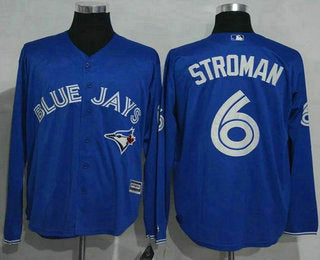 Mens Toronto Blue Jays 6 Marcus Stroman Blue Alternate Long Sleeve New Cool Base