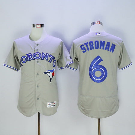 Mens Toronto Blue Jays 6 Marcus Stroman Gray 2016 Flexbase Majestic Baseball Jersey