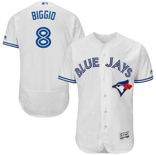 Mens Toronto Blue Jays 8 Cavan Biggio Authentic White Flex Base Home Collection Jersey