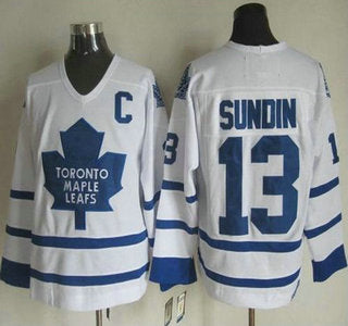 Mens Toronto Maple Leafs 13 Mats Sundin 2000 01 White Ccm Vintage Throwback Jersey
