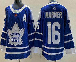 Mens Toronto Maple Leafs 16 Mitch Marner Blue 2022 Reverse Retro Authentic Jersey