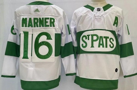 Mens Toronto Maple Leafs 16 Mitch Marner White 2019 St Pats Authentic Jersey