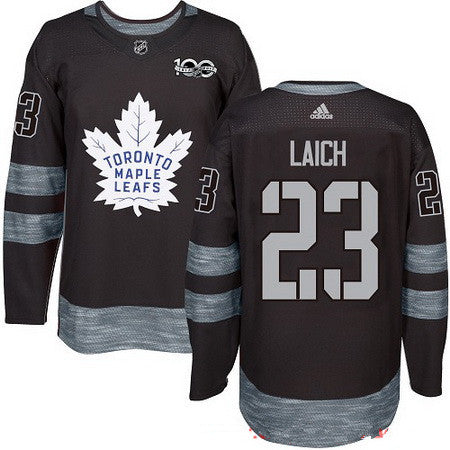 Mens Toronto Maple Leafs 23 Brooks Laich Black 100th Anniversary Stitched Nhl 2017 Adidas Hockey Jersey