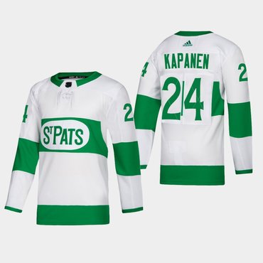 Mens Toronto Maple Leafs 24 Kasperi Kapanen St Pats Road Authentic Player White Jersey