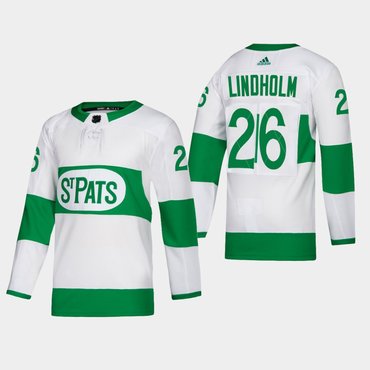 Mens Toronto Maple Leafs 26 Par Lindholm Toronto St Pats Road Authentic Player White Jersey