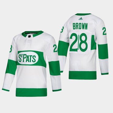 Mens Toronto Maple Leafs 28 Connor Brown Toronto St Pats Road Authentic Player White Jersey