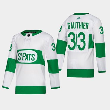 Mens Toronto Maple Leafs 33 Frederik Gauthier St Pats Road Authentic Player White Jersey