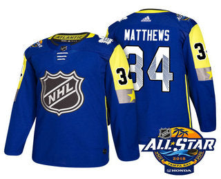Mens Toronto Maple Leafs 34 Auston Matthews Blue 2018 Nhl All star Stitched Ice Hockey Jersey
