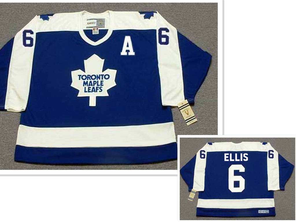 Mens Toronto Maple Leafs 6 Ron Ellis With A Patch Blue With White Throwback Ccm Jersey