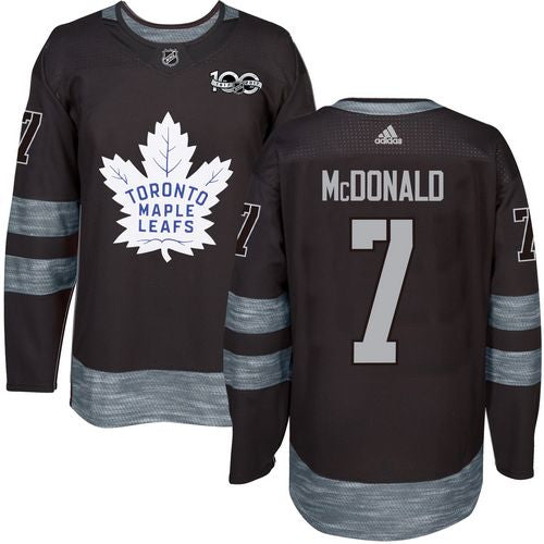 Mens Toronto Maple Leafs 7 Lanny Mcdonald Black 100th Anniversary Stitched Nhl 2017 Adidas Hockey Jersey