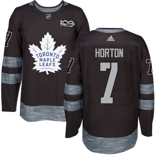 Mens Toronto Maple Leafs 7 Tim Horton Black 100th Anniversary Stitched Nhl 2017 Adidas Hockey Jersey