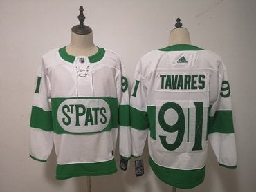 Mens Toronto Maple Leafs 91 John Tavares Toronto St Pats Road Authentic Player White Jersey