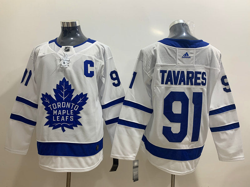 Mens Toronto Maple Leafs 91 John Tavares With C Patch White Road Stitched Adidas Nhl Jersey