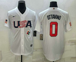 Mens Usa Baseball 0 Adam Ottavino 2023 White World Baseball Classic Stitched Jersey