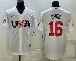 Mens Usa Baseball 16 Will Smith 2023 White World Baseball Classic Stitched Jersey