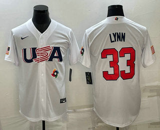 Mens Usa Baseball 33 Lance Lynn 2023 White World Baseball Classic Stitched Jerseys