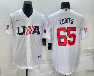 Mens Usa Baseball 65 Nestor Cortes 2023 White World Classic Stitched Jersey