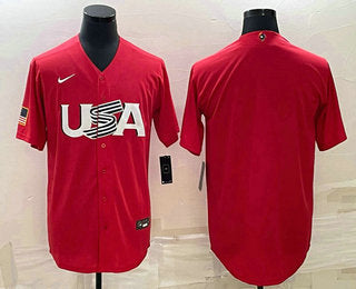 Mens Usa Baseball Blank 2023 Red World Classic Stitched Jerseys