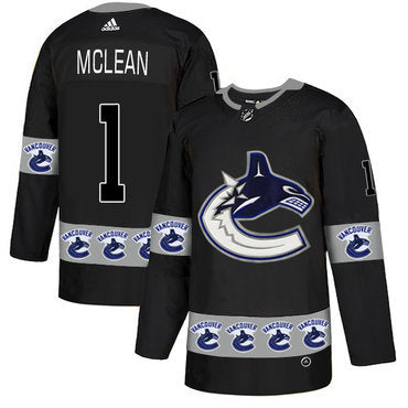 Mens Vancouver Canucks 1 Kirk Mclean Black Team Logos Fashion Adidas Jersey