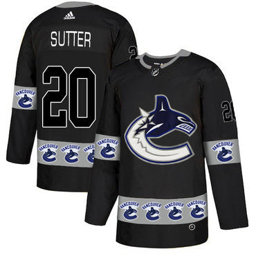 Mens Vancouver Canucks 20 Brandon Sutter Black Team Logos Fashion Adidas Jersey