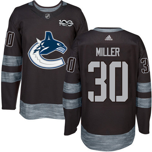 Mens Vancouver Canucks 30 Ryan Miller Black 100th Anniversary Stitched Nhl 2017 Adidas Hockey Jersey