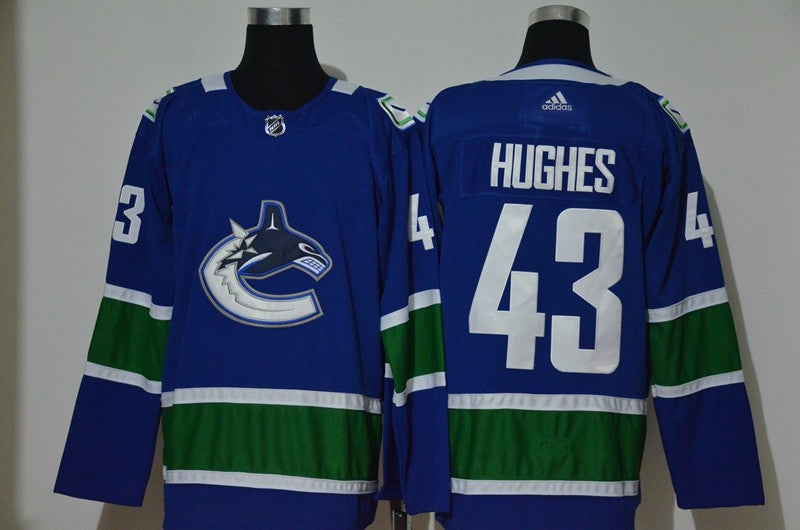 Mens Vancouver Canucks 43 Quinn Hughes New Blue Adidas Stitched Nhl Jersey