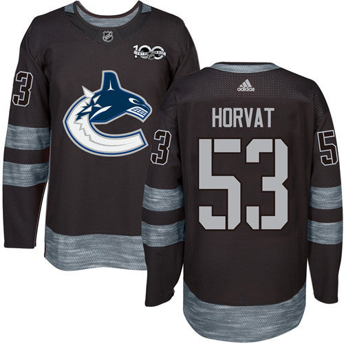Mens Vancouver Canucks 53 Bo Horvat Black 100th Anniversary Stitched Nhl 2017 Adidas Hockey Jersey