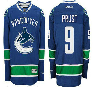 Mens Vancouver Canucks 9 Brandon Prust Home Blue Nhl Reebook Jersey