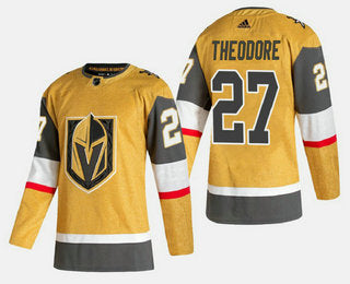Mens Vegas Golden Knights 27 Shea Theodore Gold 2020 21 Alternate Stitched Adidas Jersey