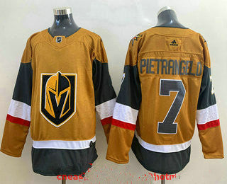 Mens Vegas Golden Knights 7 Alex Pietrangelo Gold 2020 21 Alternate Stitched Adidas Jersey