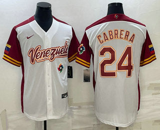 Mens Venezuela Baseball 24 Miguel Cabrera 2023 White World Classic Stitched Jersey