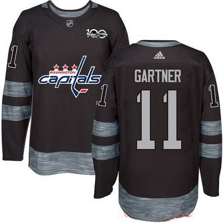 Mens Washington Capitals 11 Mike Gartner Black 100th Anniversary Stitched Nhl 2017 Adidas Hockey Jersey