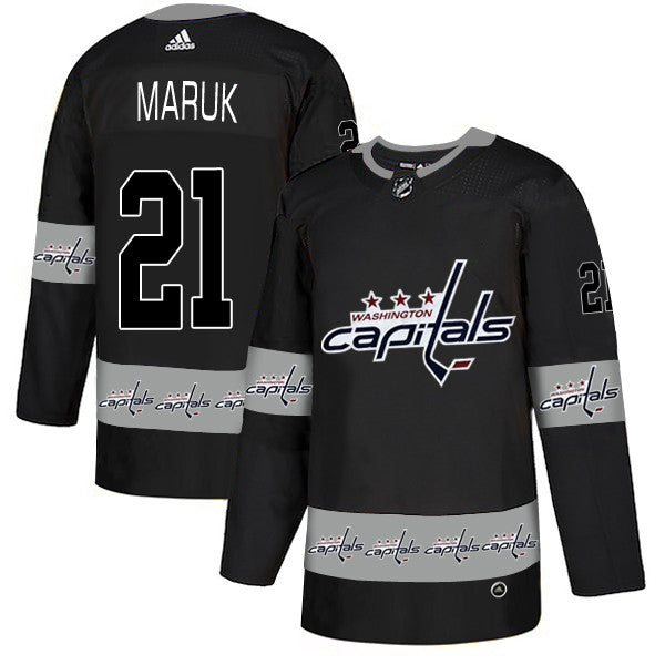 Mens Washington Capitals 21 Dennis Maruk Black Team Logos Fashion Adidas Jersey