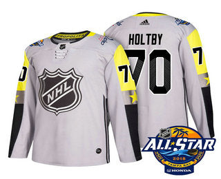 Mens Washington Capitals 70 Braden Holtby Grey 2018 Nhl All star Stitched Ice Hockey Jersey
