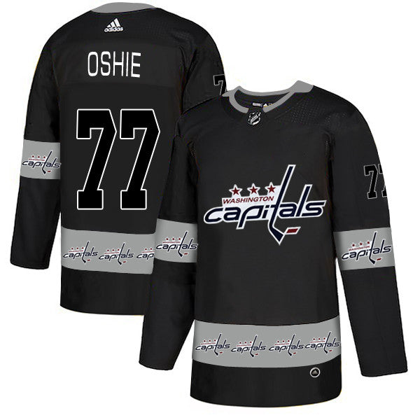 Mens Washington Capitals 77 Tj Oshie Black Team Logos Fashion Adidas Jersey