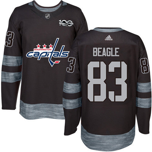 Mens Washington Capitals 83 Jay Beagle Black 100th Anniversary Stitched Nhl 2017 Adidas Hockey Jersey